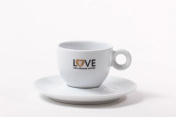 love koffie kop en schotel