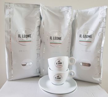 actie il leone espressobonen nero forte met gratis kop en schotel