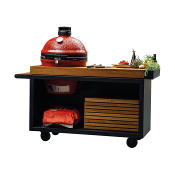 OFYR Kamado Table Black 135 PRO Teak Hout Kamado Joe Classic II