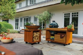 OFYR Kamado Table Corten 135 PRO TeakHout KJ Kamado Joe Classic II